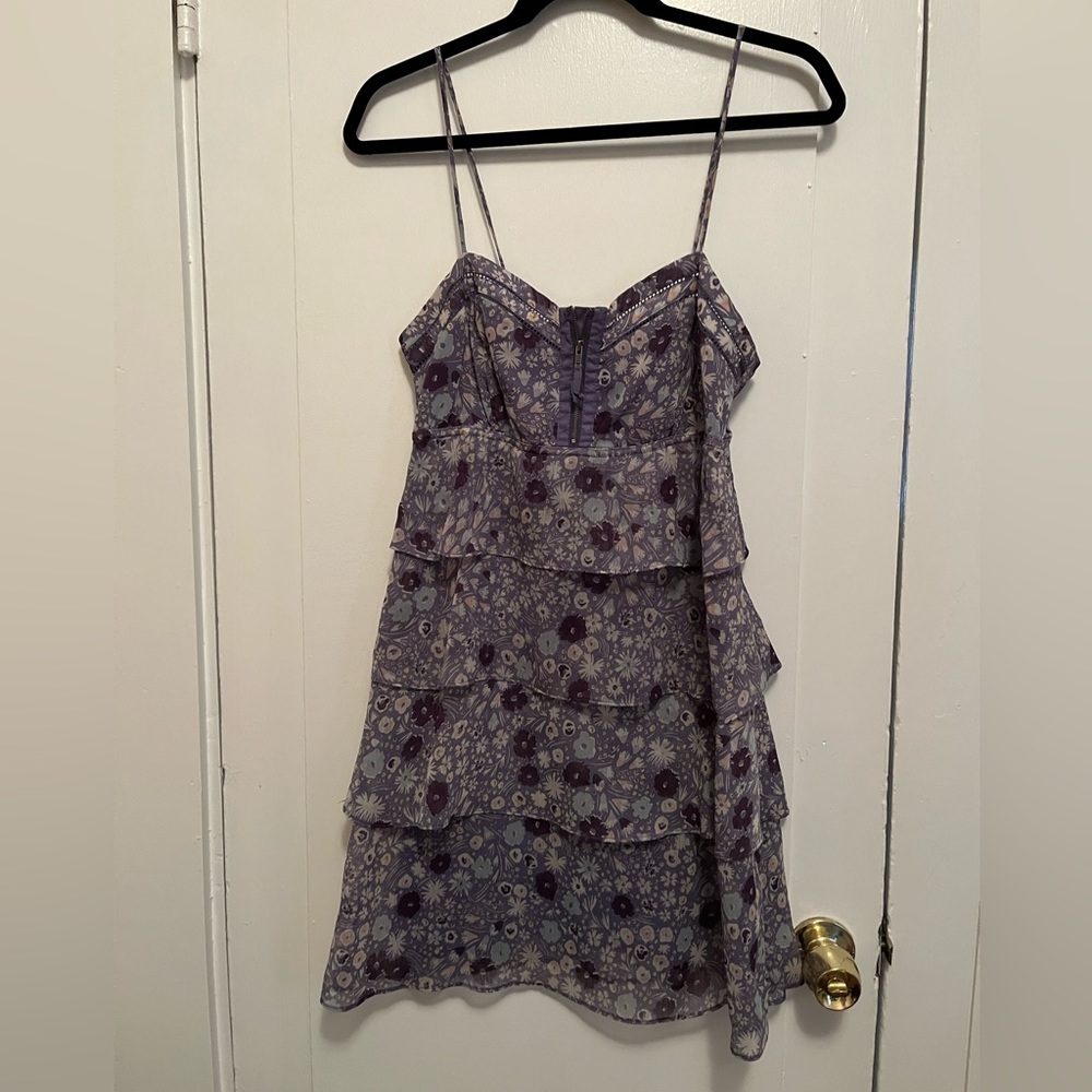 Floral,Purple spaghetti strap dress